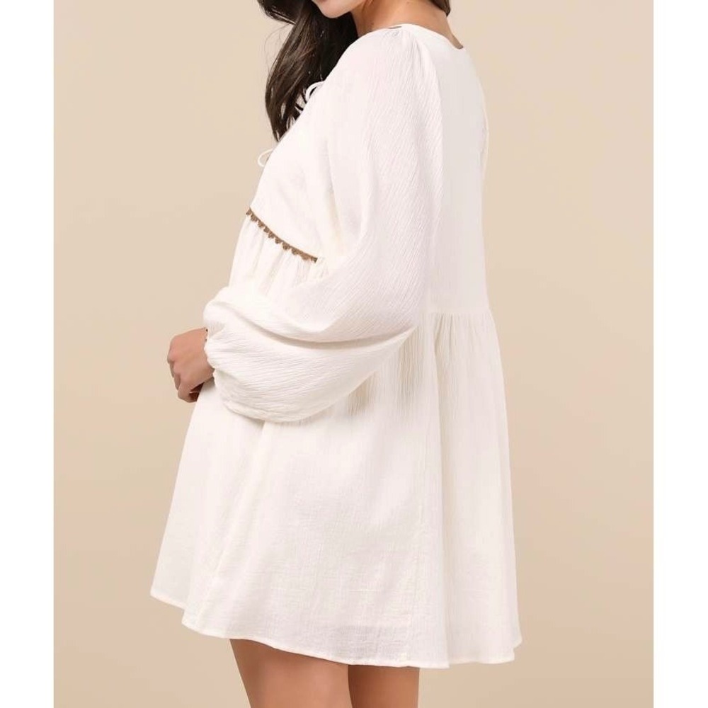 NWT Lulus Exceptionally Dreamy Ivory Embroidered Mini Shift Dress Large - Picture 2 of 8